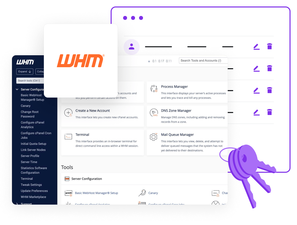 Controle las cuentas de los clientes a través del panel de control de WHM